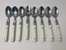 Washington Forge Mardi Gras Soup Spoon Stainless Plastic Off White Lot Of 8