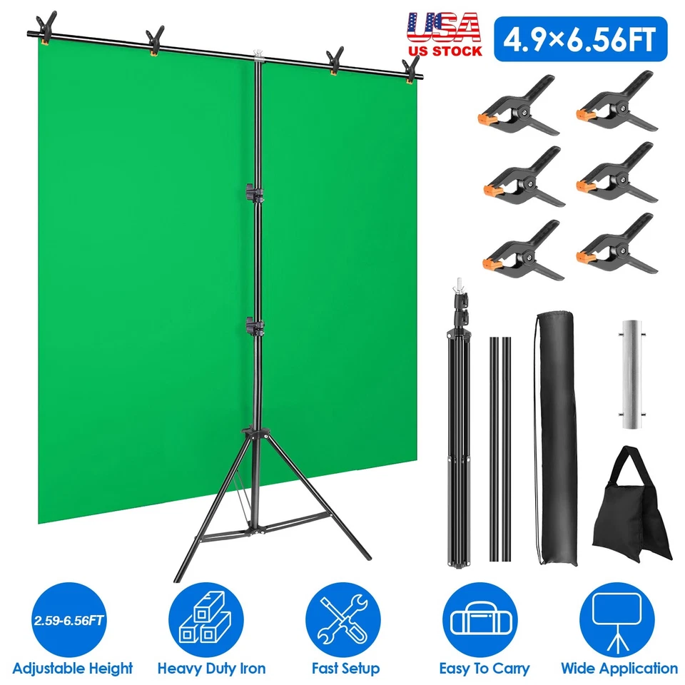 5×6.5FT Backdrop Stand T-Shape Background Stand Adjustable Heavy Duty Photo Rack - Image 4 of 4