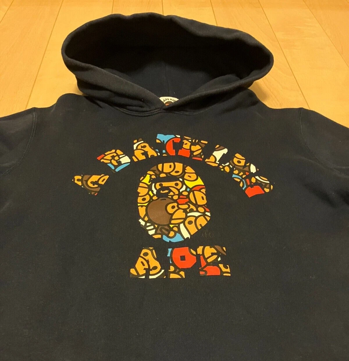 A BATHING APE (BAPE) Felpa con cappuccio manica lunga A BATHING APE BAPE KIDS pullover 130 blu navy cotone