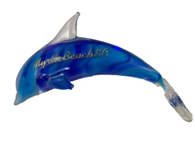 Dolphin Souvenir Pulled Glass Dolphin Decorative Décor Myrtle Beach, SC Blue