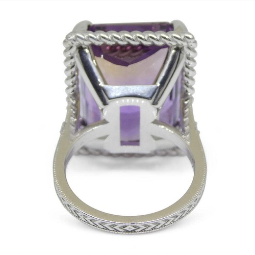 32ct Ametrine & Diamond Cocktail Ring set in 14k White Gold - Picture 8 of 24