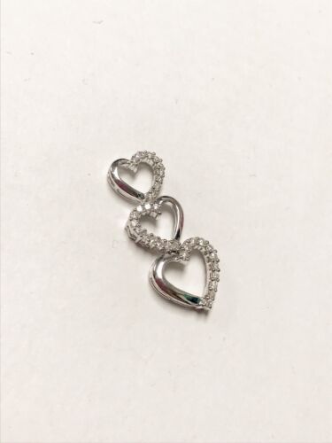 14K White Gold & Diamond 3 Heart Pendant ~Valentin