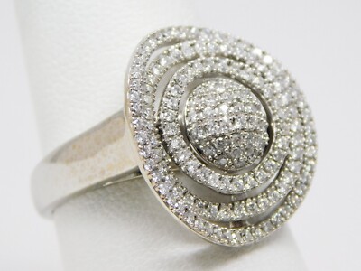 14 kt Weißgold Ring 3 konzentrische Kreise offen DIAMANTEN Größe 7 B6055
