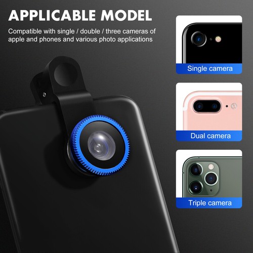 Hemobllo Cell Phone Camera Lens Universal Mobile Phone Lens and (Blue) - 第 3/12 張圖片