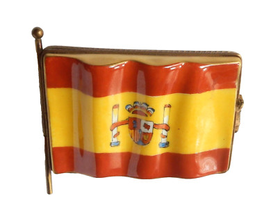 Limoges - Peint Main Porzellan Spanische Flagge Schmuckschatulle - Limited Edition - Spanien