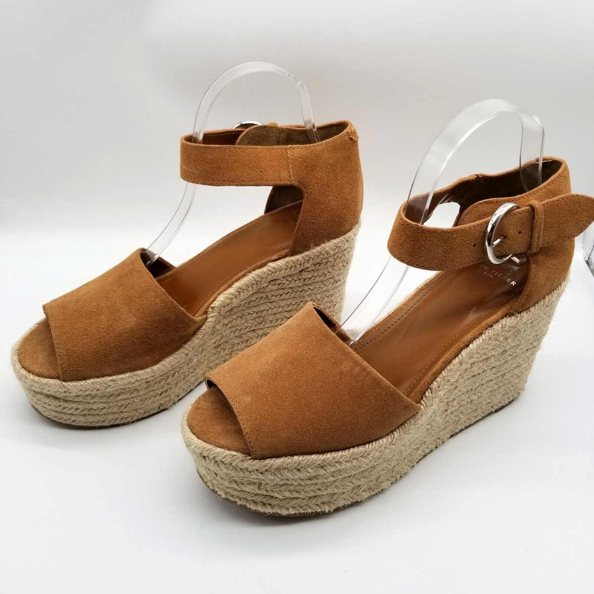 Marc Fisher Womens Wedge Heel Espadrille Sandals Size 10 Brown