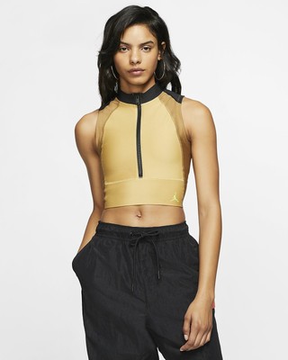nike black and gold crop top