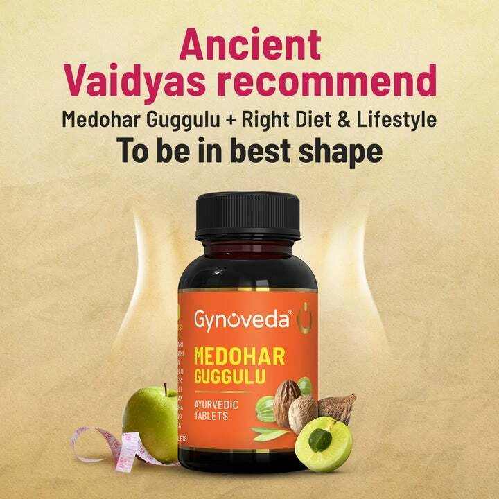 GYNOVEDA MEDOHAR GUGGULU AYURVEDIC FAT BURNER TABS.HERBS TO LOSE