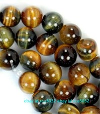 Genuine Natural 6mm Yellow Blue Tiger Eye Gems Round Loose Beads 15" AAA