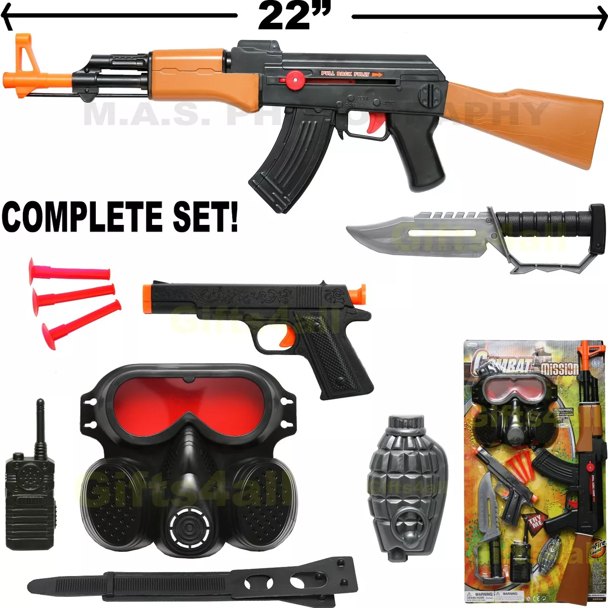 AK47 AK-47 MACHINE GUN TOY SOFT DART PISTOL ASSAULT POLICE RIFLE COMPLETE  SET