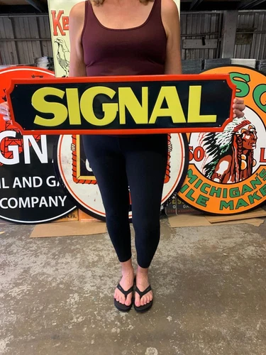 Antique Vintage Old Style Sign Signal Gas Made in USA