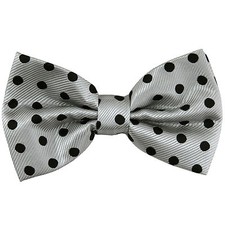 New Formal men's pre-tied bowtie 100 polyester gray black polka dots wedding