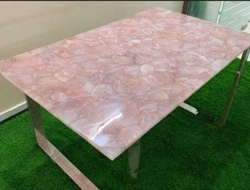 Pink Quartz Dining Table, Rose Quartz Countertop, Centre Table, Kitchen Slab . - Picture 6 of 16