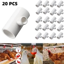 20Pcs 1/2" Chicken Waterer PVC Tee Fittings Fully Automatic Poultry Waterer