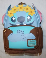 New LOUNGEFLY Hippie Stitch flower tropical Disney mini backpack