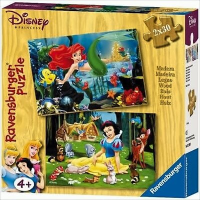 GW74d6 Ravensburger   Puzzle Kinder   Schneewittchen und Ariel 2 x 30