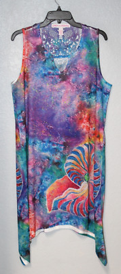 NEW Leoma Lovegrove Dress Women XL Petite PLX Shell Tie Dye Beach Ocean NWOT