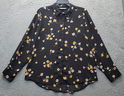 PopSugar Shirt Top Womens Large Multi Floral Print Long Sleeve Button Down