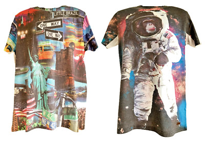 Herren T-Shirts Brave Soul Grafikdruck New York Space Monkey Kurzarm 