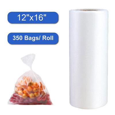 12''x16'' Plastic Bread Clear Produce Bag on Roll Fruit Food Storage 350 Bags/Roll
