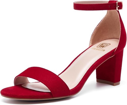 Women Open Toe Low Chunky Short Heels Ankle Strap Block Heel Sandals Party Dress - Picture 13 of 15