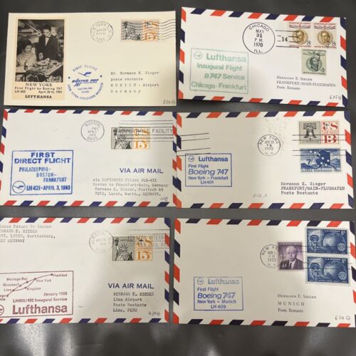 USA 6 x lettres postales aériennes divers affranchissements / destinations / timbres - L10 - Photo 1/8