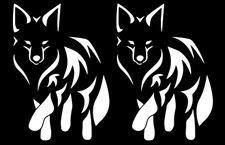 Tribal Fox Silhouette - Two White Vinyl Decal Car Truck Windows laptop notebook