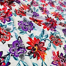 Printed Retro Floral 4 way Stretch Fabric 60" wide Swimsuit Spandex By the Yard