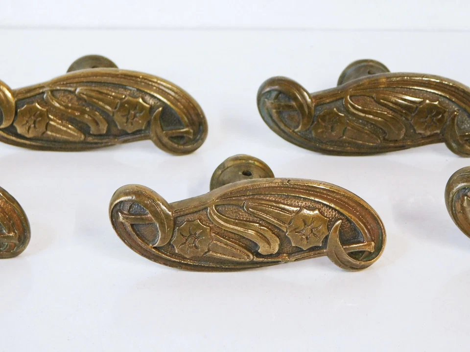 5 bouton de porte en bronze Art nouveau, 1920 Poignée de fabrication Allemande - Photo 4/4