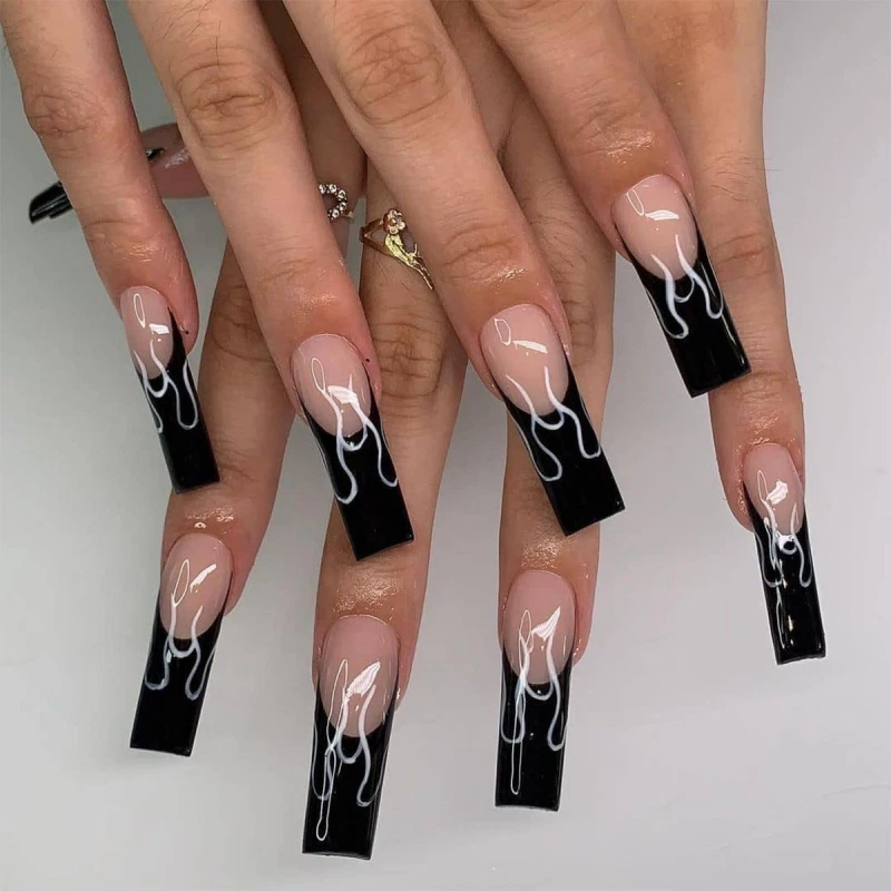 Paint Acrylic Black Glitter Artificial Nails Full Nail Extension at Rs  499/set in Amritsar