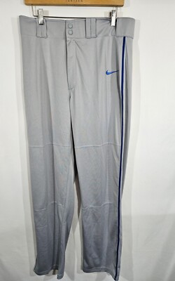 NIKE LongBall Piped Gray Blue Long Hemmed Baseball Pants NEW Mens Sz L