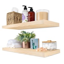 Sorbus 24" Solid Wood Floating Shelves for Wall - Set of 2 Wall Mounted Shelves