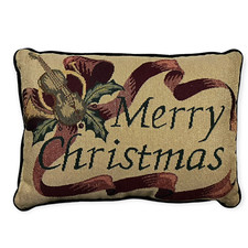 Vintage Ex-Cell Home Fashions Merry Christmas Embroidered Velvet Throw Pillow