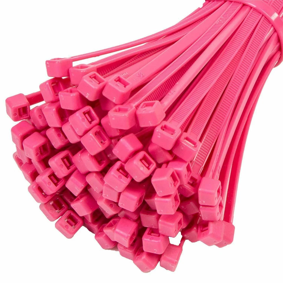 SG CABLETIES 25X FLUORESCENT COLOUR CABLE TIES NYLON PLASTIC YELLOW GREEN BLUE ORANGE PINK