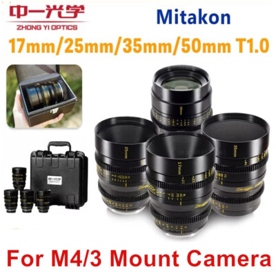 Zhongyi 17mm 25mm 35mm 50mm T1.0 MF Cine Lens for M4/3 M43 MTF BMPCC GH3 GH4 G3