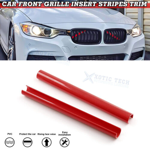 Red Car Front Grille Insert Stripes Trim For BMW 5 Series 2010-2017 F07 F10 F11 - Picture 1 of 12