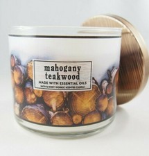  A Bath  Body Works MAHOGANY TEAKWOOD Essential Oils 3-wick Candle 14.5oz New