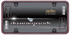 Diamondesque Matte Black  Hot Pink Crystals License Plate Frame
