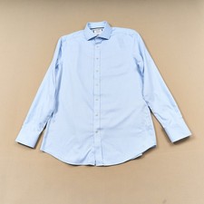 Charles Tyrwhitt Dress Shirt Mens 16 36 Blue Slim Fit Non Iron Cotton Button Up