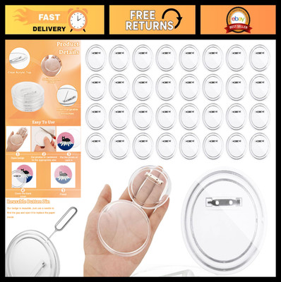 100 Pcs 3'' Clear Acrylic Button Pins | DIY Custom Photo Badge Making Kit