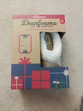 Dearfoams Womens Cozy Comfort Gel Infused Memory Foam Fuzzy Slippers Beige Brown