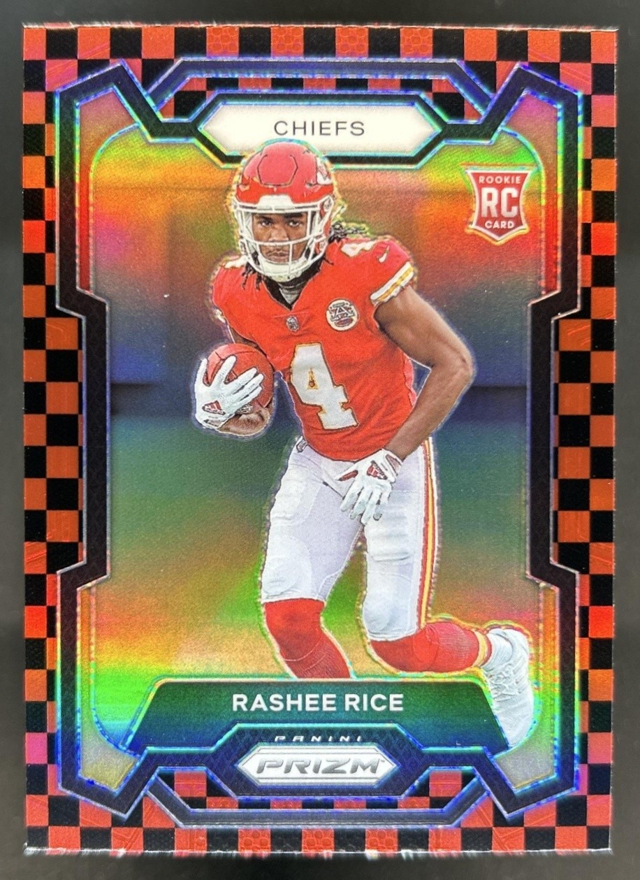 2023 Panini Prizm Rashee Rice RC Black and Red Checker Rookie #350 Chiefs