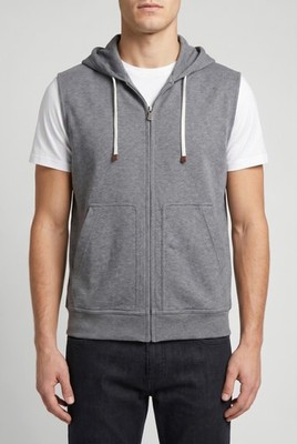 BRUNELLO CUCINELLI MEN'S GREY SLEEVELESS ZIP HOODIE MSRP $1375 | eBay