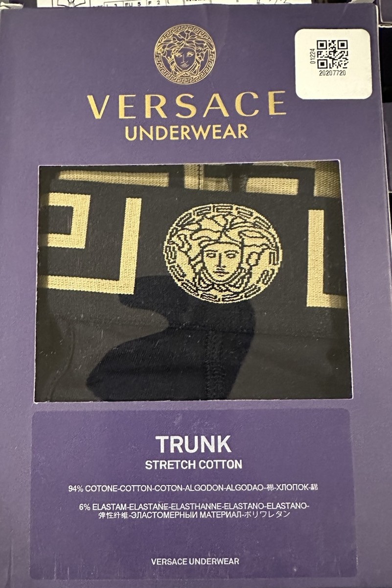 Versace Greco Boarder Navy Blue Trunks/ Boxer Briefs Mens Sz 3 (US