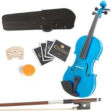 Mendini by Cecilio, 16in Solid Wood Viola with Case, Bow, Rosin, MA-Blue