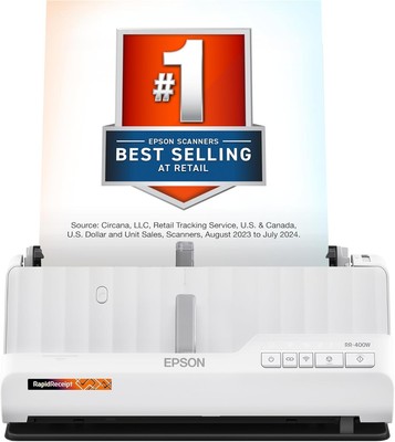 Epson RapidReceipt RR-400W Wireless Compact Desktop Color 2-Sided Receipt