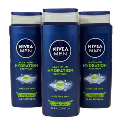 Nivea Men's Maximum Hydration Body Wash with Aloe Vera 16.9oz 3-Pack Bundle