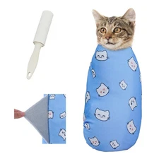 Cat Wrap for Cutting Nails, 2025 Self-Adherent Cat Grooming Wrap, Anti-Escape...