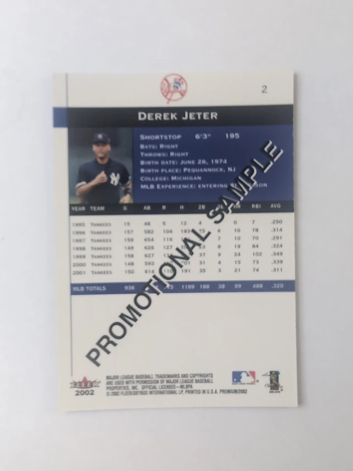 2002 Fleer Premium Promotional Sample #2 Derek Jeter - Image 2 of 2
