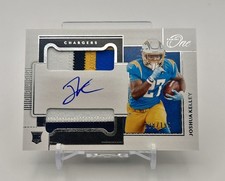 Joshua Kelley Rookie ,4 Color Duel Patch, Auto on Card Chargers RSC-JK 138 /199. rookie card picture